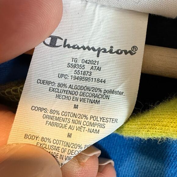 Champion Classic Fleece Colorblock Patchwork Hoodie Sweatshirt Medium M Men's - Picture 7 of 10